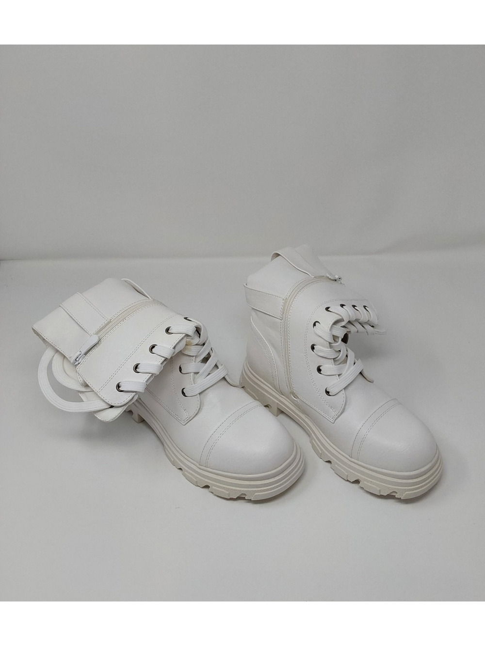 Dream Pairs Girls White Combat Boots Lace Up Chunky Sole Kids Sz 3 New With Box